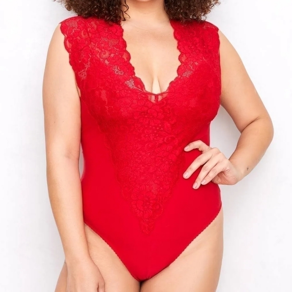 Revolve HAH | NWT Lady Like Lace Bodysuit in Rouge - Picture 3 of 6